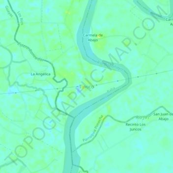 Mapa topográfico Tinoco, altitude, relevo