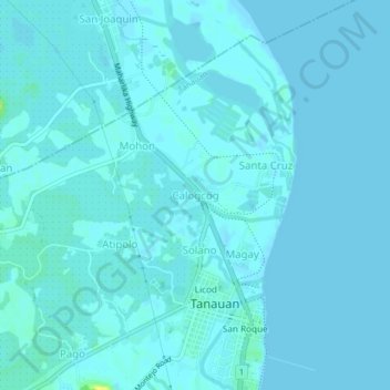 Mapa topográfico Calogcog, altitude, relevo