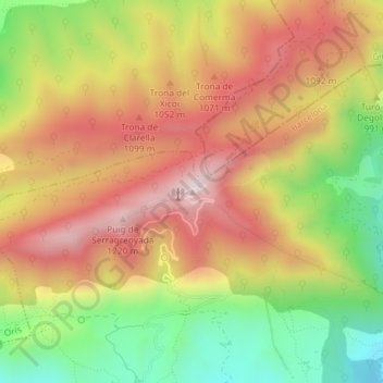 Mapa topográfico Bellmunt, altitude, relevo