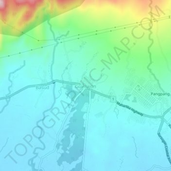 Mapa topográfico Guinlajon, altitude, relevo