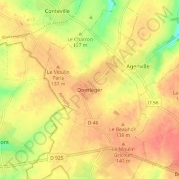Mapa topográfico Domléger, altitude, relevo