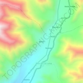 Mapa topográfico Banda, altitude, relevo