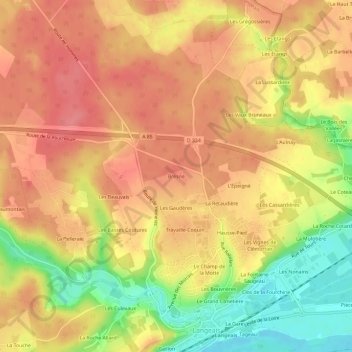 Mapa topográfico Bresne, altitude, relevo