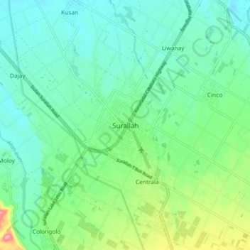 Mapa topográfico Surallah, altitude, relevo