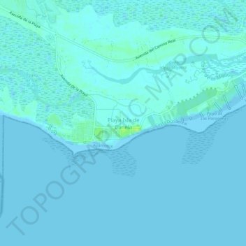 Mapa topográfico Playa Isla de Canela, altitude, relevo
