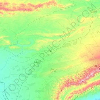Mapa topográfico Karak, altitude, relevo