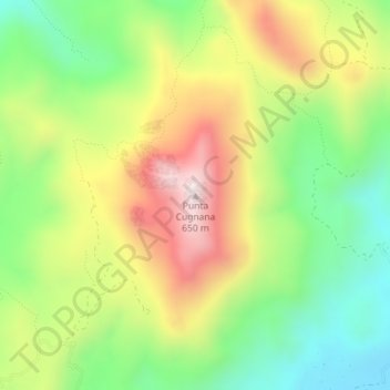 Mapa topográfico Punta Cugnana, altitude, relevo