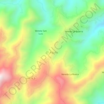 Mapa topográfico El Águila, altitude, relevo