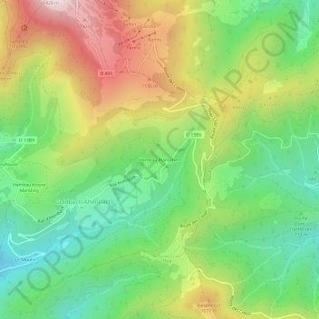 Mapa topográfico Hameau Blanschen, altitude, relevo