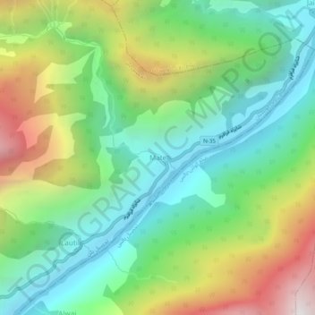 Mapa topográfico Mate, altitude, relevo