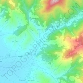 Mapa topográfico Chiassa Superiore, altitude, relevo
