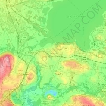 Mapa topográfico Moiana, altitude, relevo
