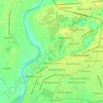 Mapa topográfico Isla, altitude, relevo
