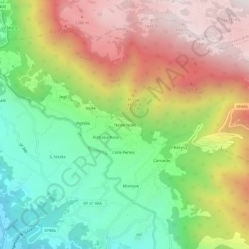 Mapa topográfico Tenne Nove, altitude, relevo
