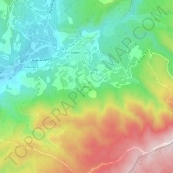 Mapa topográfico Bel Air, altitude, relevo
