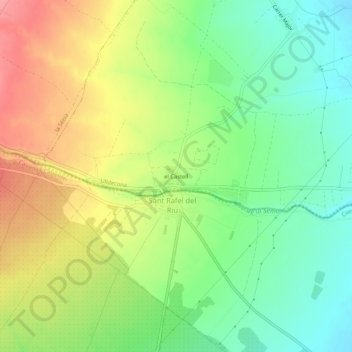 Mapa topográfico el Castell, altitude, relevo