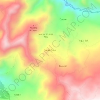 Mapa topográfico Santa Clara, altitude, relevo