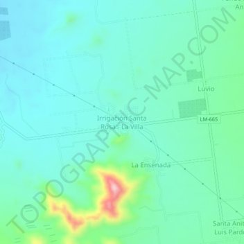 Mapa topográfico Irrigación Santa Rosa - La Villa, altitude, relevo