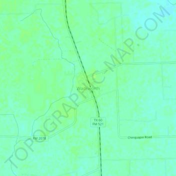Mapa topográfico Wadsworth, altitude, relevo