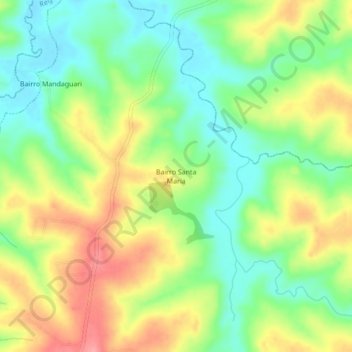 Mapa topográfico Bairro Santa Maria, altitude, relevo