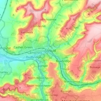 Mapa topográfico Stroud, altitude, relevo