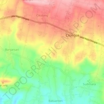 Mapa topográfico Cipete, altitude, relevo
