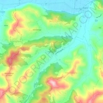 Mapa topográfico Vallegioliti, altitude, relevo