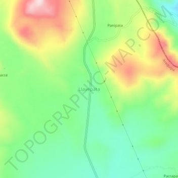 Mapa topográfico Llavepata, altitude, relevo