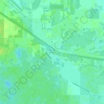 Mapa topográfico Eugene, altitude, relevo