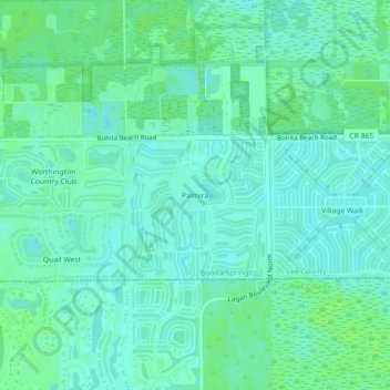 Mapa topográfico Palmira, altitude, relevo