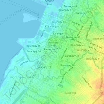 Mapa topográfico Brgy 38, altitude, relevo