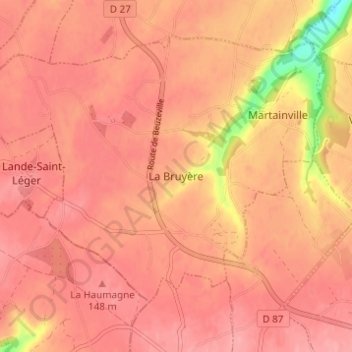 Mapa topográfico La Bruyère, altitude, relevo