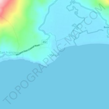 Mapa topográfico Maujao, altitude, relevo