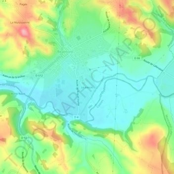 Mapa topográfico Le Joncas, altitude, relevo