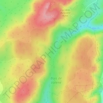 Mapa topográfico Tribes, altitude, relevo