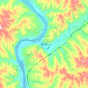 Mapa topográfico 碛口镇, altitude, relevo