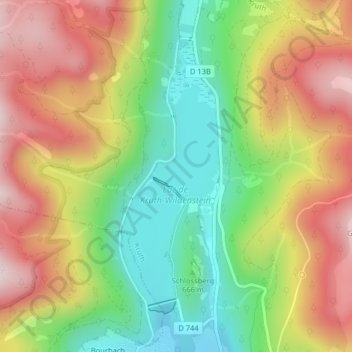 Mapa topográfico Lac de Kruth, altitude, relevo