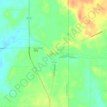 Mapa topográfico Ogema, altitude, relevo