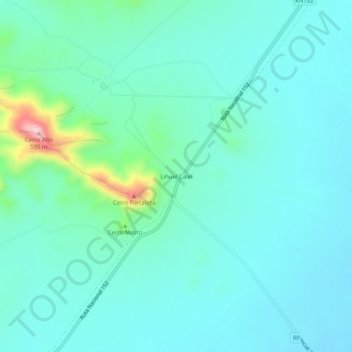 Mapa topográfico Lihuel Calel, altitude, relevo