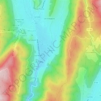 Mapa topográfico La Prairie, altitude, relevo