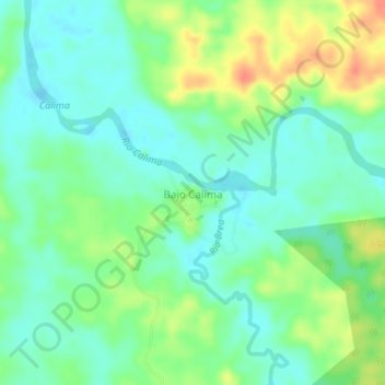 Mapa topográfico Bajo Calima, altitude, relevo