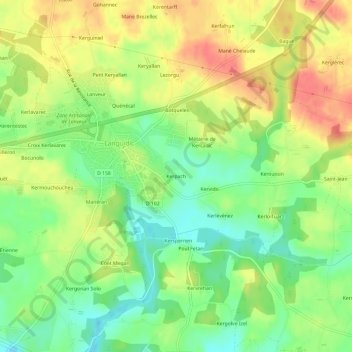 Mapa topográfico Kerpach, altitude, relevo