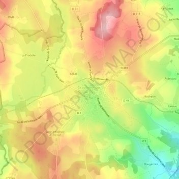 Mapa topográfico Craponne-sur-Arzon, altitude, relevo