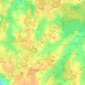 Mapa topográfico Rivière, altitude, relevo