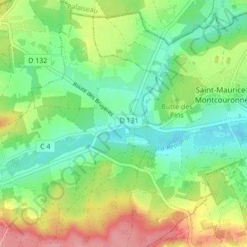 Mapa topográfico Le Marais, altitude, relevo
