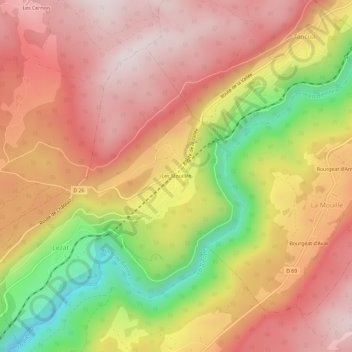 Mapa topográfico Les Mouillés, altitude, relevo
