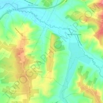 Mapa topográfico Le Clos, altitude, relevo