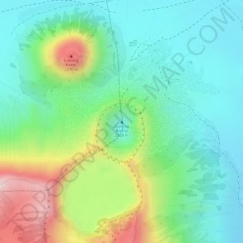 Mapa topográfico Mount Bromo, altitude, relevo