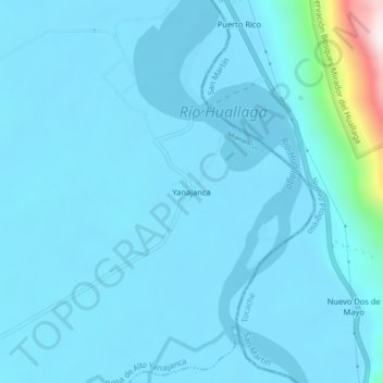 Mapa topográfico Yanajanca, altitude, relevo