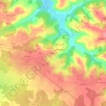 Mapa topográfico Cardonne, altitude, relevo